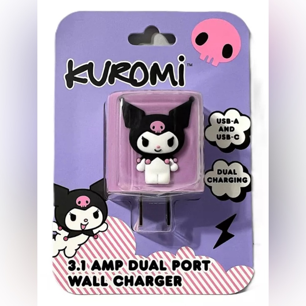 Sanrio Hello Kitty KUROMI Dual Port Wall Charger 3.1 AMP USB A & C Brand NEW